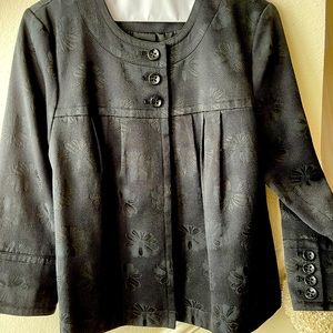 Style & CO Crop Black Collarless Blazer Jacket - cropped smock-style jacket